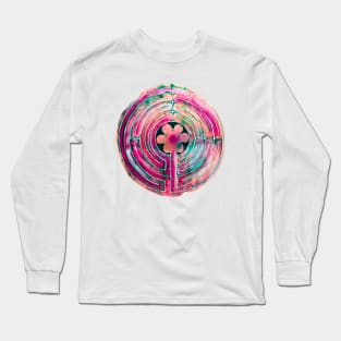 Chartres Watercolor Labyrinth Maze Long Sleeve T-Shirt